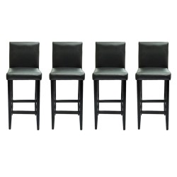 vidaXL Taburetes de cocina 4 unidades cuero artificial negro
