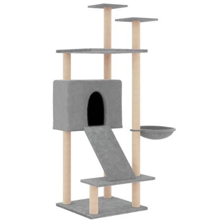 vidaXL Rascador para gatos con postes de sisal gris claro 153 cm