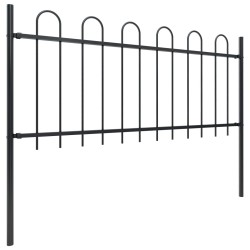 vidaXL Valla de jardín con puntas de aro acero negro 8,5x0,8 m
