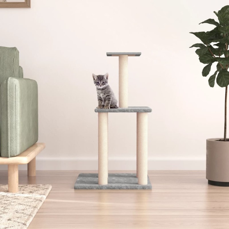 vidaXL Rascador para gatos con postes de sisal gris claro 85,5 cm vidaXL Rascador para gatos con postes de sisal gris claro 85,5 cm