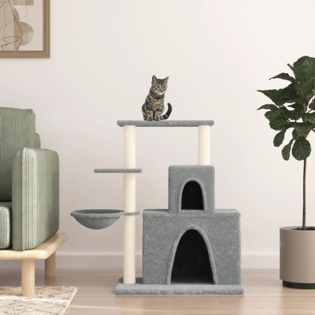 vidaXL Rascador para gatos con postes de sisal gris claro 83 cm