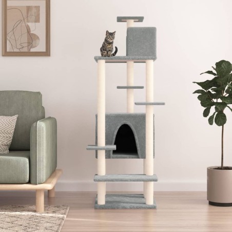 vidaXL Rascador para gatos con postes de sisal gris claro 154 cm