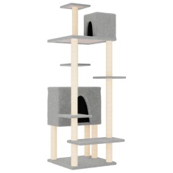 vidaXL Rascador para gatos con postes de sisal gris claro 154 cm