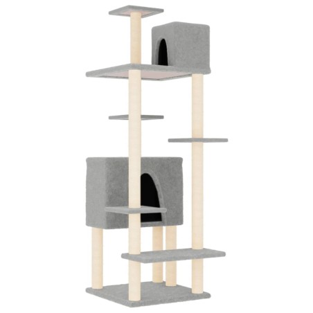 vidaXL Rascador para gatos con postes de sisal gris claro 154 cm