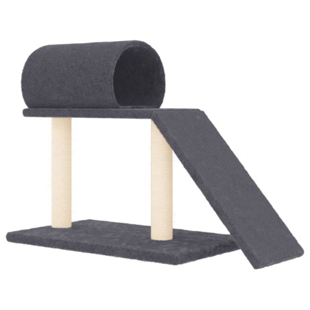 vidaXL Rascador para gatos con túnel y escalera gris oscuro 55,5 cm
