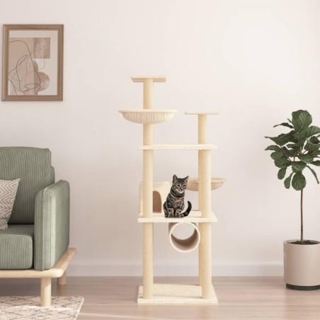 vidaXL Rascador para gatos con postes de sisal color crema 141 cm