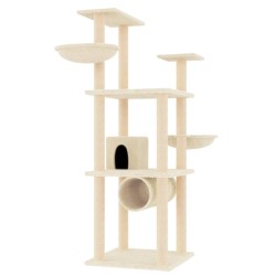 vidaXL Rascador para gatos con postes de sisal color crema 141 cm