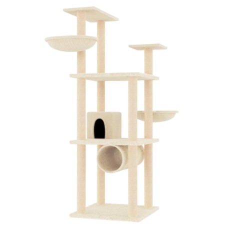 vidaXL Rascador para gatos con postes de sisal color crema 141 cm