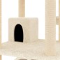 vidaXL Rascador para gatos con postes de sisal color crema 141 cm vidaXL Rascador para gatos con postes de sisal color crema 141 cm