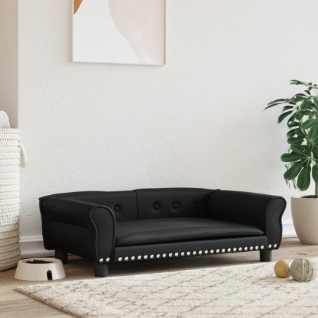 vidaXL Cama para perros de cuero sintético negra 95x55x30 cm