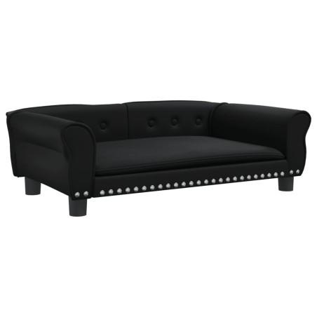 vidaXL Cama para perros de cuero sintético negra 95x55x30 cm