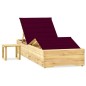 vidaXL Tumbona de jardín con mesa y cojín de madera de pino impregnada