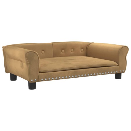 vidaXL Cama para perros de terciopelo marrón 95x55x30 cm