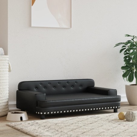 vidaXL Cama para perros de cuero sintético negra 90x53x30 cm