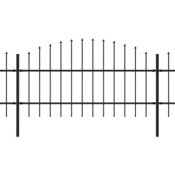 vidaXL Valla de jardín con puntas de lanza acero negro (0,75-1)x8,5 m