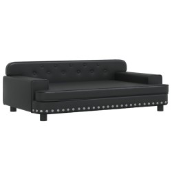 vidaXL Cama para perros de cuero sintético negra 90x53x30 cm