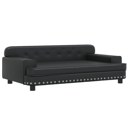 vidaXL Cama para perros de cuero sintético negra 90x53x30 cm