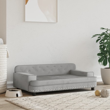vidaXL Cama para perros de terciopelo gris claro 90x53x30 cm