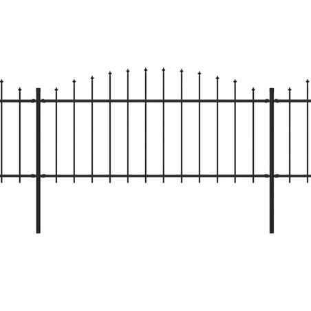 vidaXL Valla de jardín con punta de lanza acero negro (0,5-0,75)x11,9m