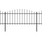 vidaXL Valla de jardín con punta de lanza acero negro (0,5-0,75)x11,9m