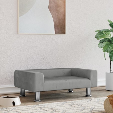 vidaXL Cama para perros de terciopelo gris claro 70x45x26,5 cm