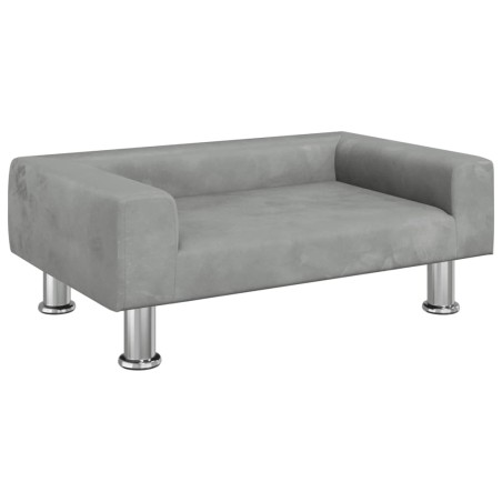 vidaXL Cama para perros de terciopelo gris claro 70x45x26,5 cm