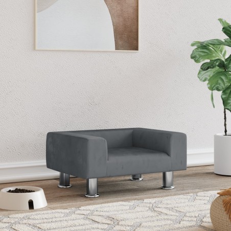 vidaXL Cama para perros de terciopelo gris oscuro 50x40x26,5 cm