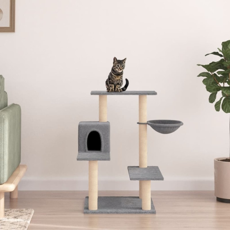 vidaXL Rascador para gatos con postes de sisal gris claro 82,5 cm vidaXL Rascador para gatos con postes de sisal gris claro 82,5 cm