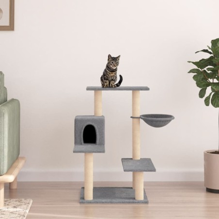 vidaXL Rascador para gatos con postes de sisal gris claro 82,5 cm
