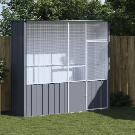 vidaXL Jaula de pájaros acero galvanizado gris antracita 215x78x200 cm
