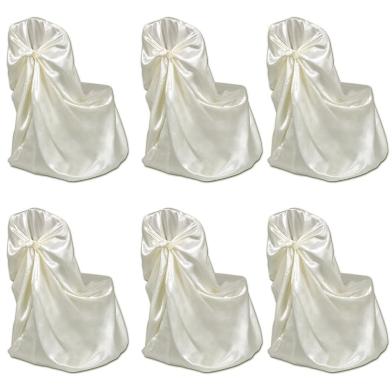 Set de 6 Fundas de color crema para sillas, banquetes y bodas Set de 6 Fundas de color crema para sillas, banquetes y bodas