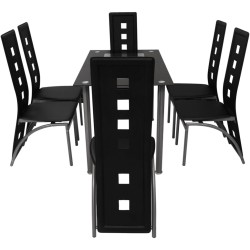 vidaXL Conjunto de comedor de siete piezas negro