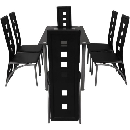 vidaXL Conjunto de comedor de siete piezas negro