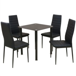 vidaXL Conjunto de mesas y sillas de comedor de cinco piezas negro