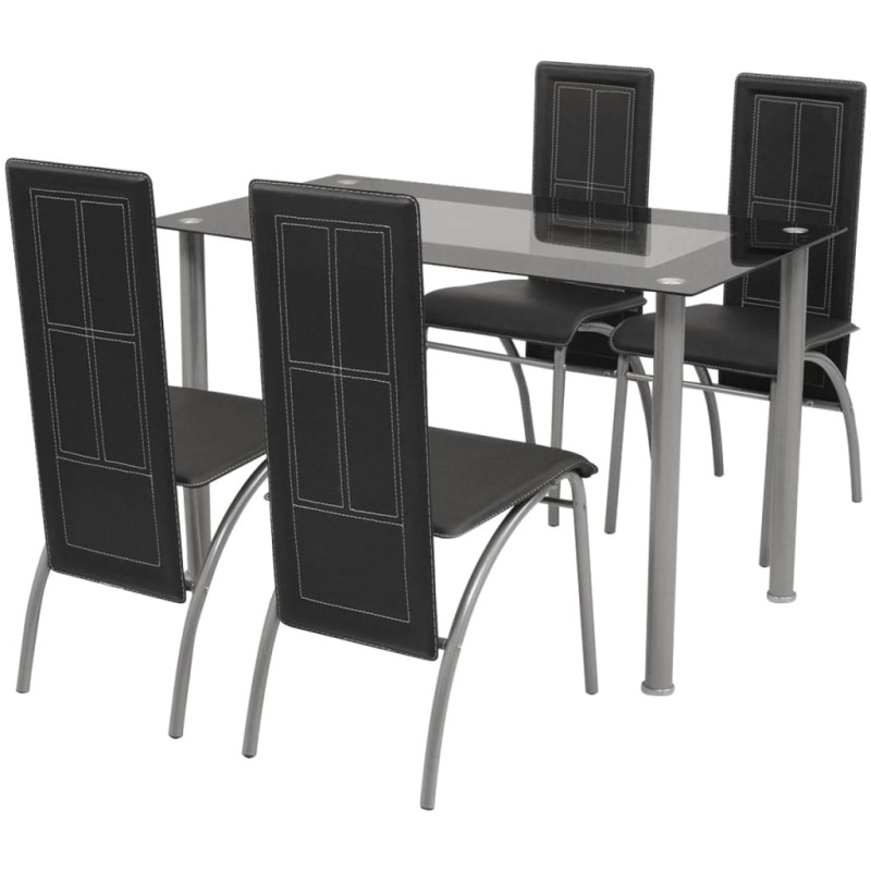 vidaXL Conjunto de comedor de cinco piezas negro vidaXL Conjunto de comedor de cinco piezas negro