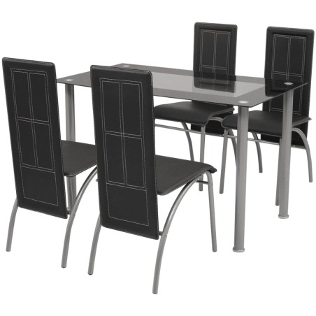 vidaXL Conjunto de comedor de cinco piezas negro