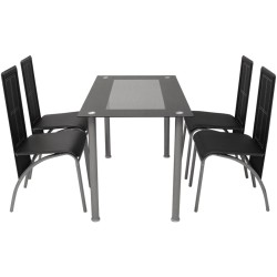 vidaXL Conjunto de comedor de cinco piezas negro