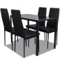vidaXL Conjunto de mesa y sillas de comedor 5 piezas negro vidaXL Conjunto de mesa y sillas de comedor 5 piezas negro