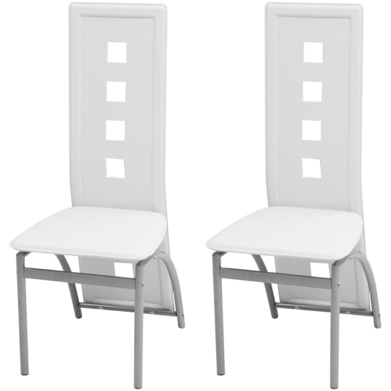 vidaXL Sillas de comedor 2 unidades cuero sintético blanco vidaXL Sillas de comedor 2 unidades cuero sintético blanco