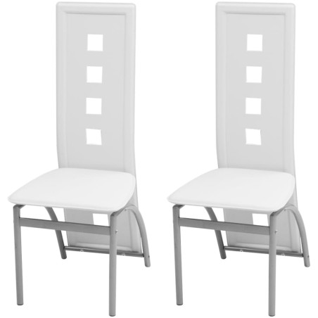 vidaXL Sillas de comedor 2 unidades cuero sintético blanco