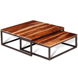 vidaXL Mesas de centro apilables 2 piezas madera de sheesham maciza