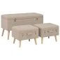 vidaXL Taburetes de almacenamiento 3 piezas beige de tela vidaXL Taburetes de almacenamiento 3 piezas beige de tela