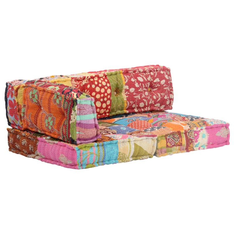 vidaXL Puf patchwork de tela vidaXL Puf patchwork de tela