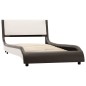 vidaXL Estructura cama con LED cuero sintético gris blanco 90x200 cm