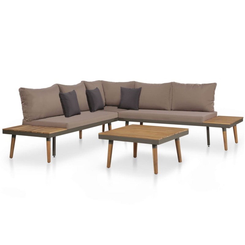 vidaXL Juego muebles de jardín 4 piezas y cojines madera maciza acacia vidaXL Juego muebles de jardín 4 piezas y cojines madera maciza acacia