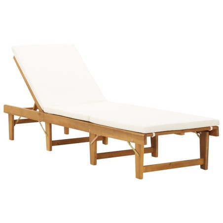 vidaXL Tumbona plegable con cojín madera maciza de acacia 