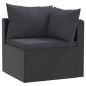 vidaXL Set de sofás de jardín 3 piezas y cojines ratán sintético negro