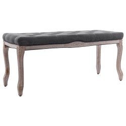 vidaXL Banco lino y madera maciza gris oscuro 110x38x48 cm