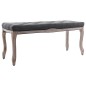 vidaXL Banco lino y madera maciza gris oscuro 110x38x48 cm vidaXL Banco lino y madera maciza gris oscuro 110x38x48 cm