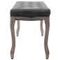 vidaXL Banco lino y madera maciza gris oscuro 110x38x48 cm vidaXL Banco lino y madera maciza gris oscuro 110x38x48 cm